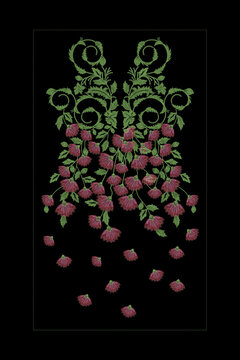 Indian Embroidery Neck and Border Design, Pattern, Patch, Embroidery Designs, Women Shirt Designs, Embroidery Allover Designs Embroidery Illustration, for Textile Clothing Design Manual artwork