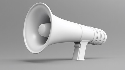 White megaphone isolated on gray background.