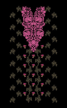 Indian Embroidery Neck and Border Design, Pattern, Patch, Embroidery Designs, Women Shirt Designs, Embroidery Allover Designs Embroidery Illustration, for Textile Clothing Design Manual artwork
