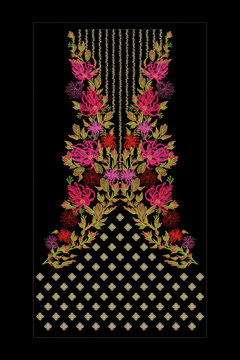 Indian Embroidery Neck and Border Design, Pattern, Patch, Embroidery Designs, Women Shirt Designs, Embroidery Allover Designs Embroidery Illustration, for Textile Clothing Design Manual artwork