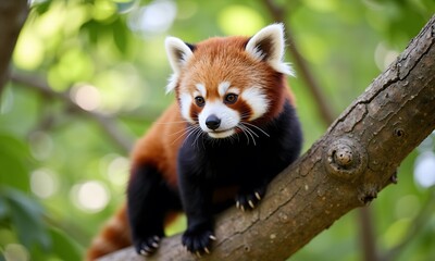 Fototapeta premium Adorable Red Panda on a Branch