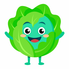 Adorable cartoon Cabbage character with big eyes and smooth texture