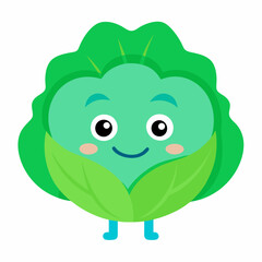 Adorable cartoon Cabbage character with big eyes and smooth texture