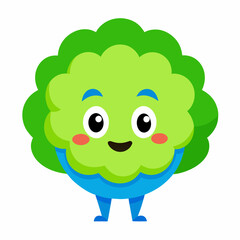 Adorable cartoon Cauliflower character with big eyes and smooth texture 