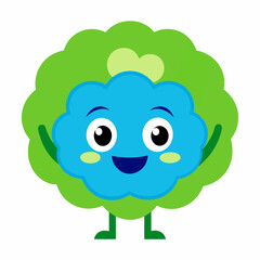 Adorable cartoon Cauliflower character with big eyes and smooth texture 