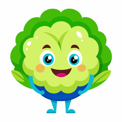 Adorable cartoon Cauliflower character with big eyes and smooth texture 