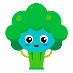 Adorable cartoon Broccoli character with big eyes and smooth texture