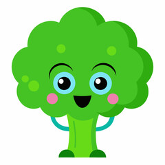 Adorable cartoon Broccoli character with big eyes and smooth texture