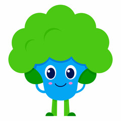 Adorable cartoon Broccoli character with big eyes and smooth texture