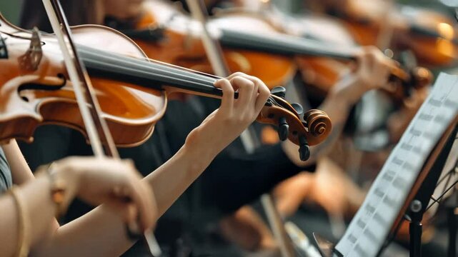people playing classic music on violin in theater