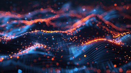 Abstract Digital Landscape:  Waves of Data and Light