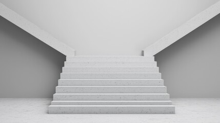 Obraz premium Minimalist white staircase leading upwards in a modern room.