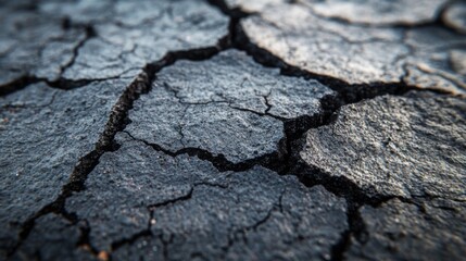 Dark Cracked Earth Surface Texture Close Up