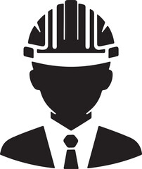 Professional Construction Worker Icon Vector Silhouette Design
