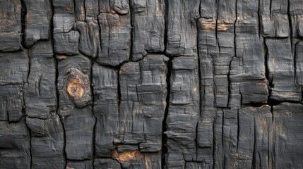 Fototapeta premium Charred Wood Texture Dark Cracked Surface
