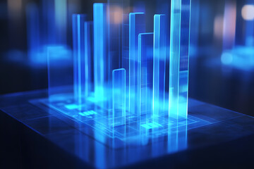 Fototapeta premium Digital Stock Market Chart with Blue Data Points on Black Background