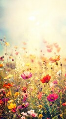Obraz premium Colorful wildflowers in a sunny spring meadow