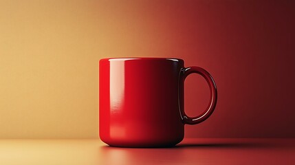 Bright red coffee mug with a minimal handle design against a cream background