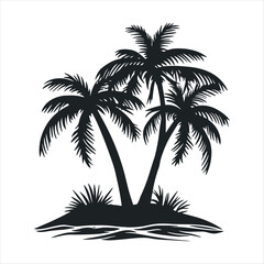 black and white palm trees silhouette vector