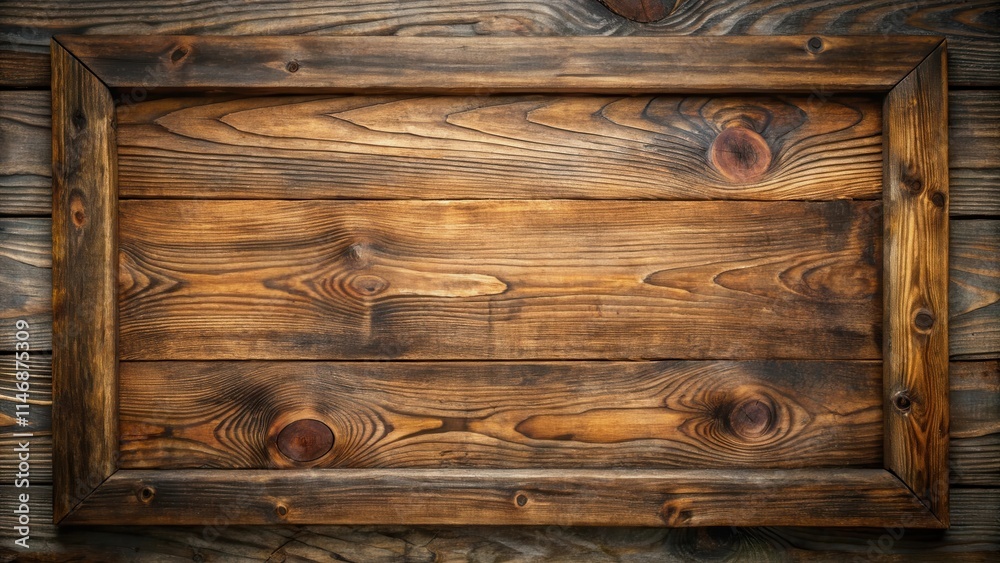 Poster Rustic wooden frame with natural knots and grain texture, perfect for adding a touch of vintage charm to your design projects.