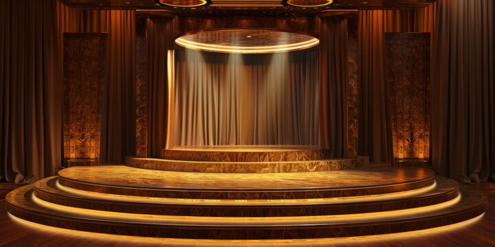 Striking 3D perspective showcasing the elegance and significance of an award podium, making it a focal point of admiration and celebration.