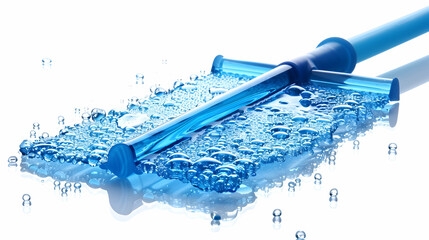 A blue cleaning tool with bubbles on a surface, suggesting a cleaning or maintenance purpose.