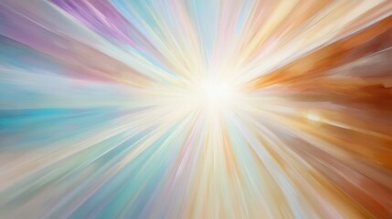 Obraz premium A glowing burst of light rays in soft pastel colors, radiating from the center.