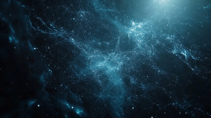 A dark background with technological neural connections. Digital waves.