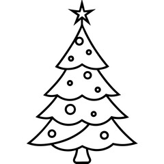 Christmas Tree Line Art Vector on White Background
