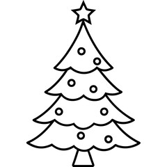 Christmas Tree Line Art Vector on White Background