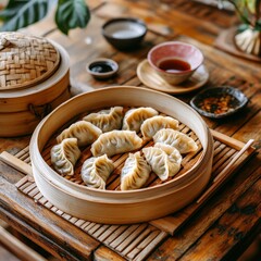 Traditional Dim Sum with Bamboo Steamers