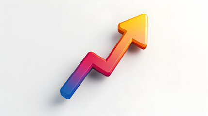 A colorful upward arrow symbolizing growth and progress in a clean, modern design.