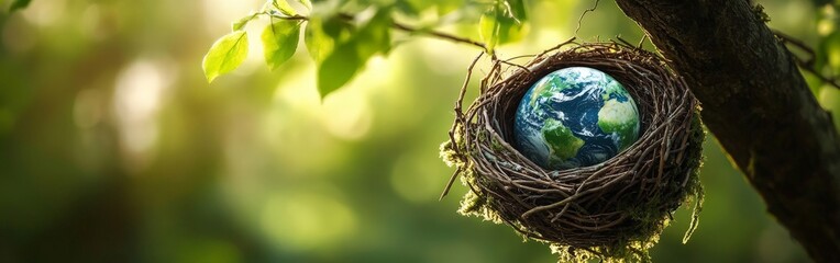 Planet Earth in a Bird Nest Environmental Art