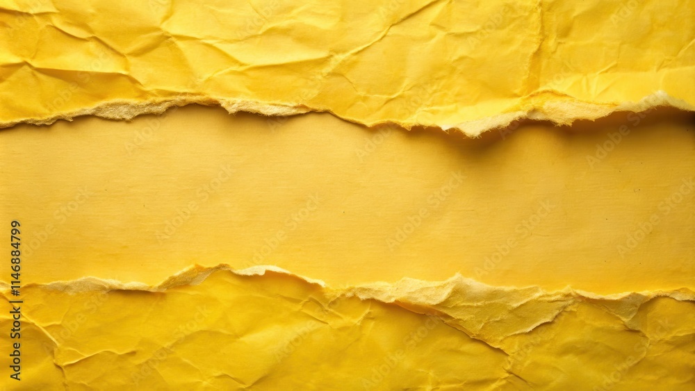 Poster torn yellow paper with a textured surface, revealing a smooth section in the middle, perfect for add