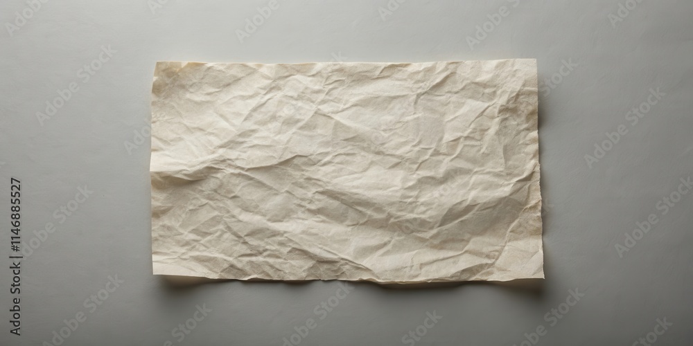 Aufkleber a single sheet of crumpled brown paper on a grey background, ready for a handwritten note or a textu