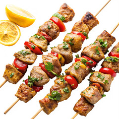 souvlaki skewers grilled top view isolated transparent background png