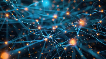 Fototapeta premium Abstract Network: Interconnected Nodes and Glowing Lines