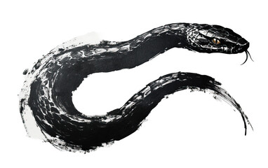 Obraz premium Snake painted in chinese style on transparent or white background,png
