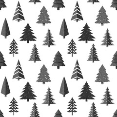 Christmas pattern with christmas tree on a white background. Seamless background perfect for use in textiles, wallpapers, and festive decorations.