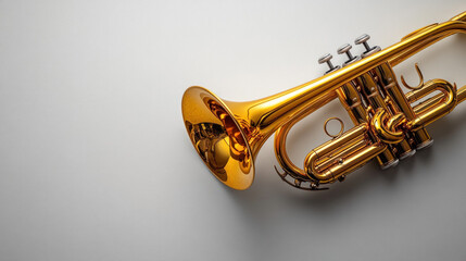 Naklejka premium Gold trumpet on white background.