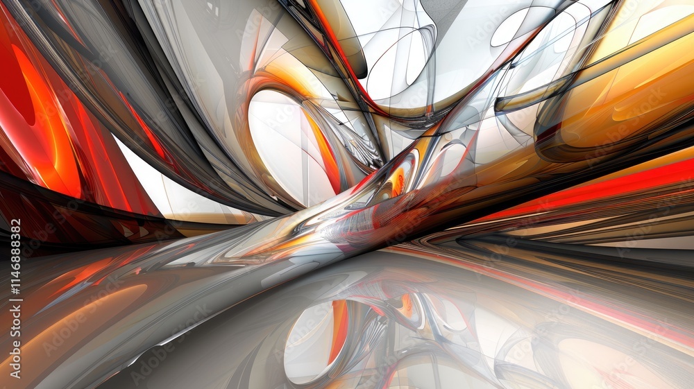 Poster mysterious structure in abstract science fiction style. colorful color line shading express weird sh