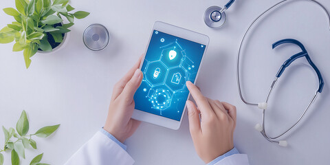 Medizin, Smart Assistant, Digitalisierung, Technikbewusstsein Digitaler Doktor Netzwelt Cyber Doktor