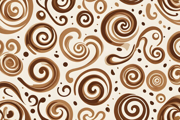Coffee swirls creating an appealing seamless pattern for various design applications