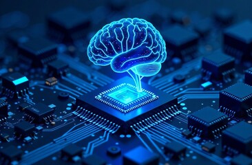 Artificial intelligence brain on circuit board concept for technology and innovation neurofitback