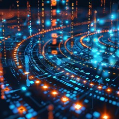 Abstract Digital Data Stream: Futuristic Technology Background