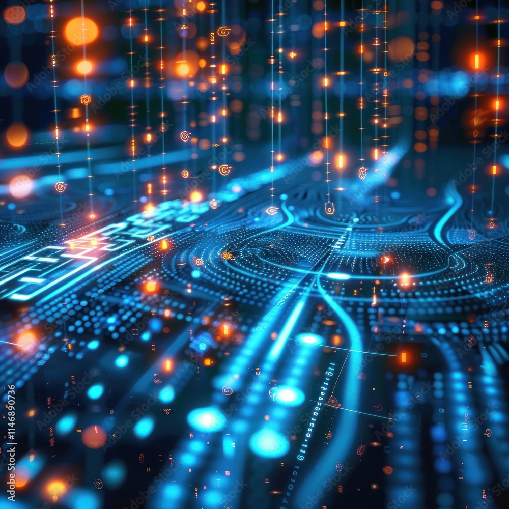 Wall mural abstract digital network: futuristic data streams and connections