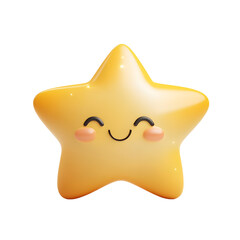 Cute 3d minimal isolated transparent star character playful design digital art bright environment cheerful concept