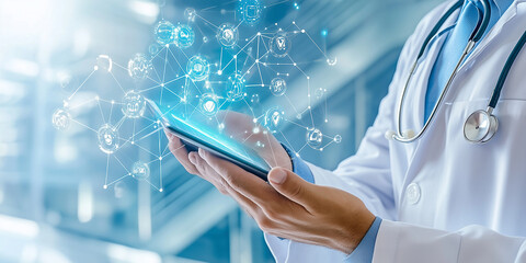 Medizin, Smart Assistant, Digitalisierung, Technikbewusstsein Digitaler Doktor Netzwelt Cyber Doktor