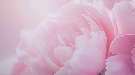Pale pink peonies against a soft pastel wallpaper, close-up shot, Minimalist style