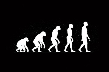 Evolution of ape to man through various stages to modern human illustration